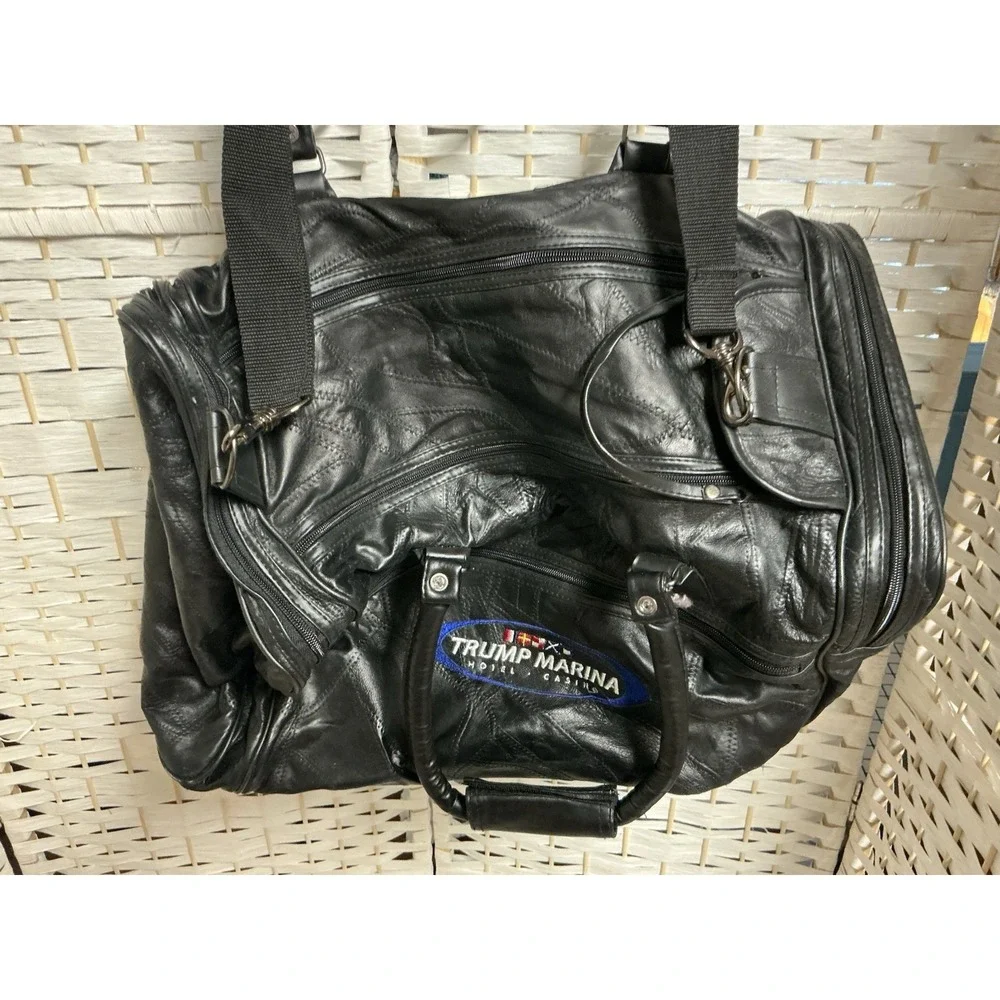 Vintage Trump Marina Hotel Casino Leather Duffle Travel Bag,‎ Atlantic City NJ